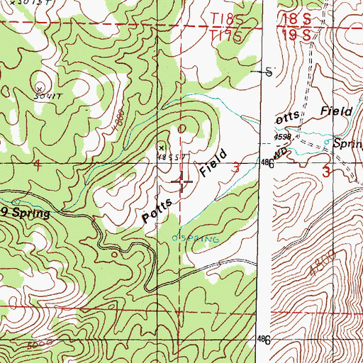 Topographic Map of Potts Field, OR