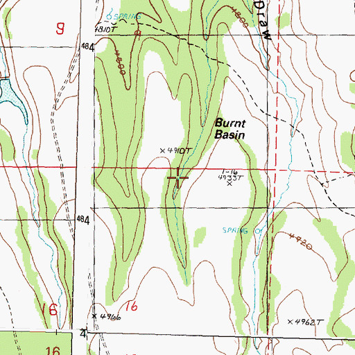 Topographic Map of Burnt Basin, OR