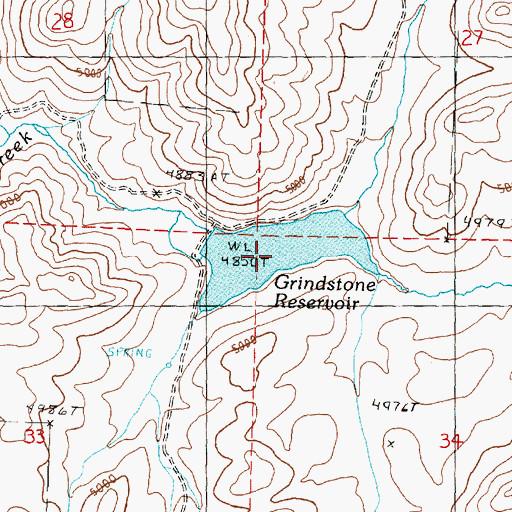 Topographic Map of Grindstone Reservoir, OR