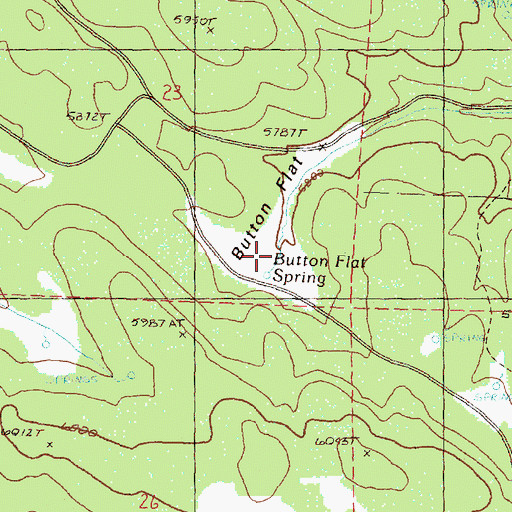 Topographic Map of Button Flat, OR