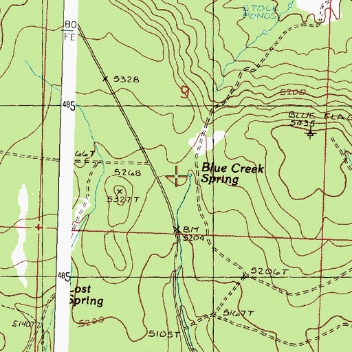 Topographic Map of Blue Creek Spring, OR