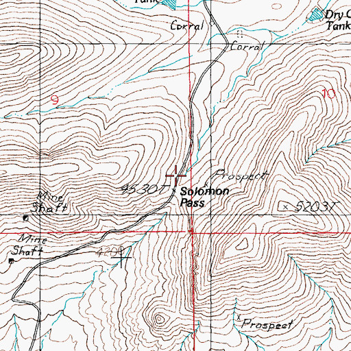 Topographic Map of Solomon Pass, AZ