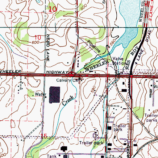 Topographic Map of Calvary Baptist Church, AL