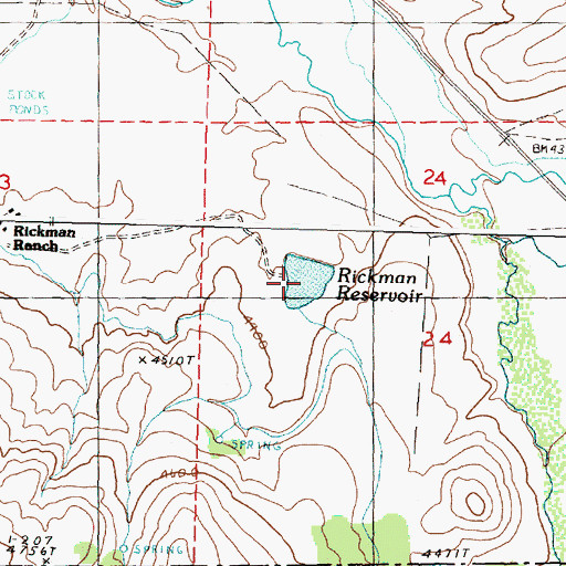 Topographic Map of Rickman Reservoir, OR