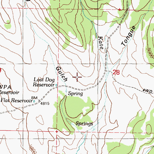 Topographic Map of Lost Dog Flat, OR