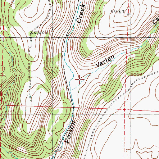 Topographic Map of Varien Canyon, OR