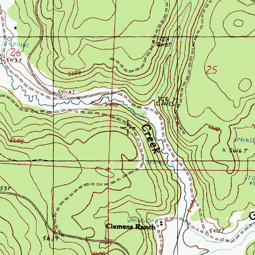Topographic Map of Ice Creek, OR