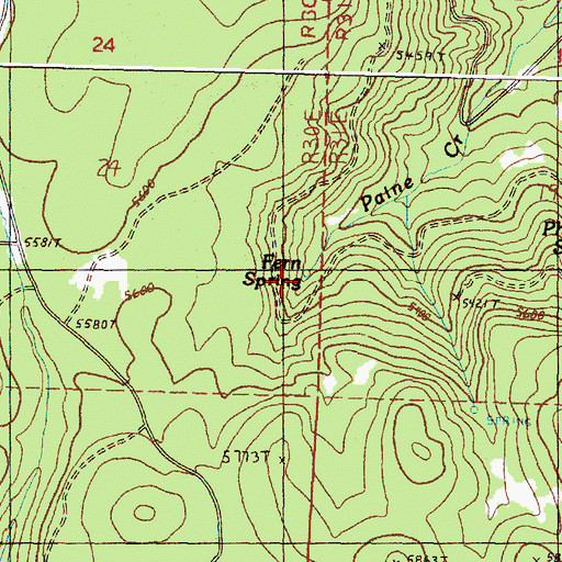 Topographic Map of Fern Spring, OR
