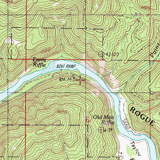 Topographic Map of Ennis Riffle, OR