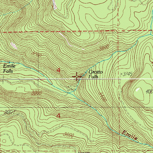 Topographic Map of Grotto Falls, OR