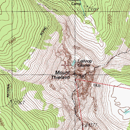 Topographic Map of Lathrop Glacier, OR
