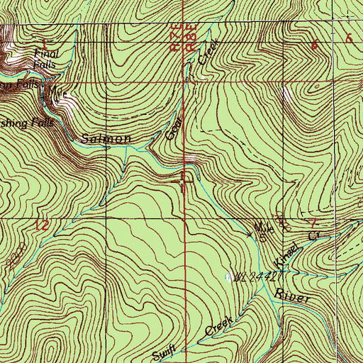 Topographic Map of Little Niagara Falls, OR