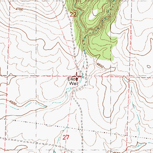 Topographic Map of Elliott Well, OR