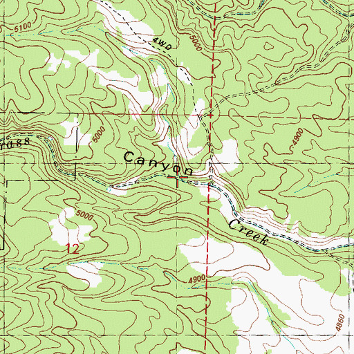 Topographic Map of Gibbons Mill Canyon, OR