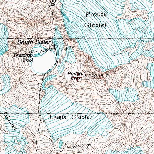 Topographic Map of Hodge Crest, OR