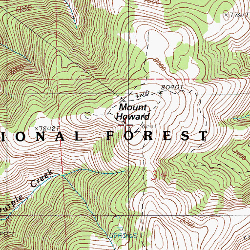 Topographic Map of Mount Howard, OR