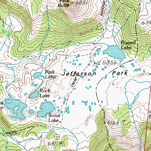 Topographic Map of Jefferson Park, OR