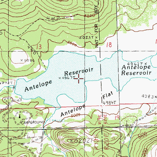 Topographic Map of Antelope Flat Reservoir, OR