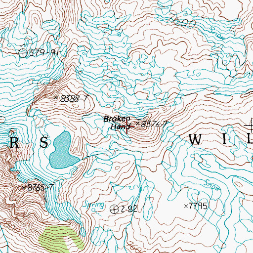 Topographic Map of Broken Hand, OR