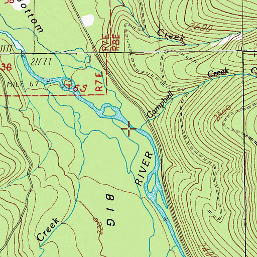 Topographic Map of Campbell Creek, OR
