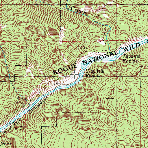 Topographic Map of Clay Hill Rapids, OR