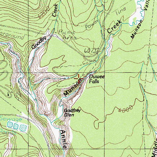Topographic Map of Duwee Falls, OR