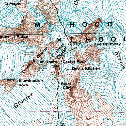 Topographic Map of Coalman Glacier, OR