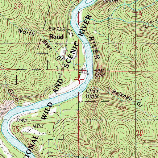 Topographic Map of Chair Riffle, OR