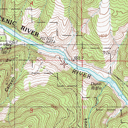 Topographic Map of Dunn Riffle, OR