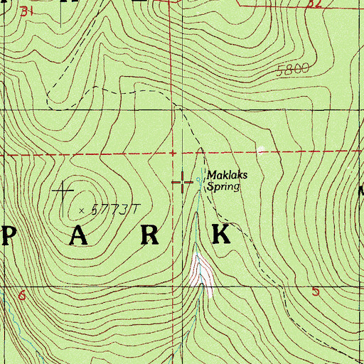 Topographic Map of Maklaks Spring, OR