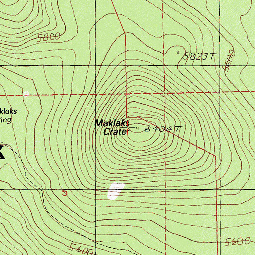 Topographic Map of Maklaks Crater, OR