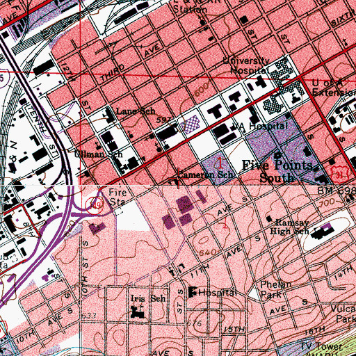 Topographic Map of Cameron Elementary School, AL