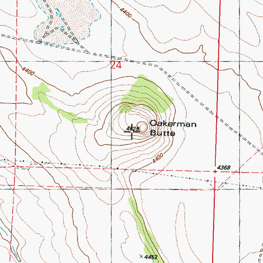 Topographic Map of Oakerman Butte, OR