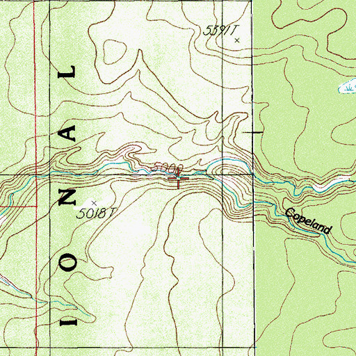 Topographic Map of North Fork Copeland Creek, OR