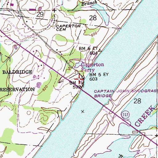 Topographic Map of Caperton Ferry, AL