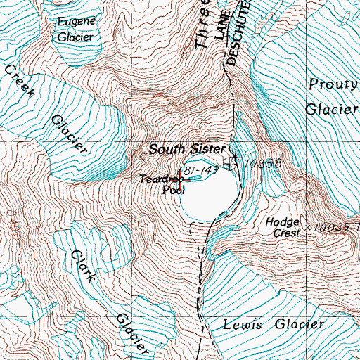 Topographic Map of Teardrop Pool, OR