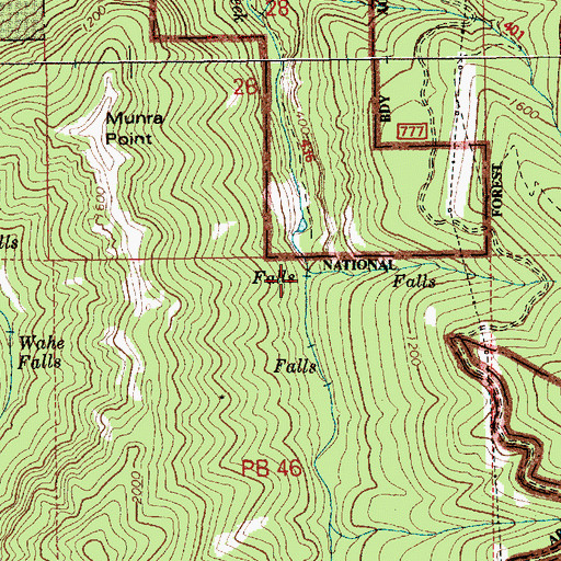 Topographic Map of Tanner Creek Falls, OR