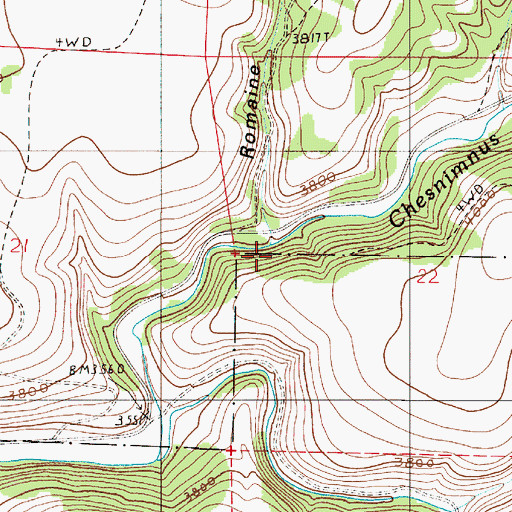 Topographic Map of Romaine Gulch, OR
