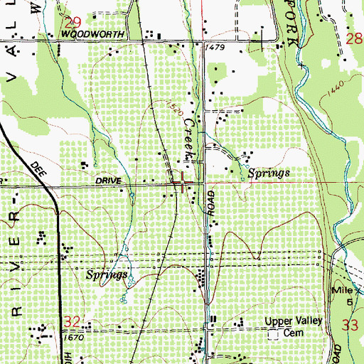 Topographic Map of Woodworth (historical), OR