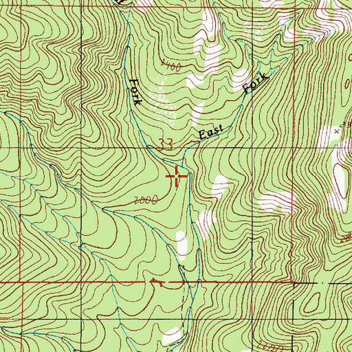Topographic Map of East Fork Squaw Creek, OR