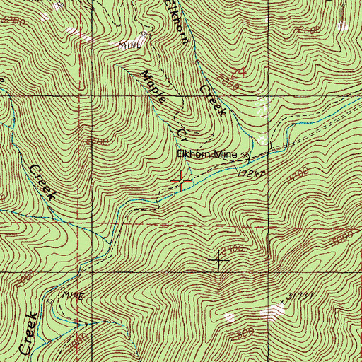 Topographic Map of Maple Creek, OR