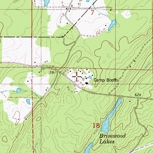 Topographic Map of Camp Booth, AL