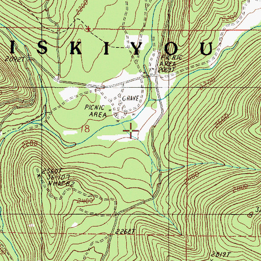 Topographic Map of Whiskey Gulch, OR