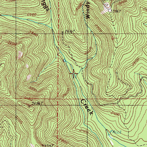 Topographic Map of Windy Creek, OR