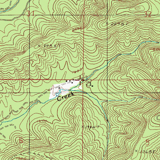 Topographic Map of Booker Creek, OR