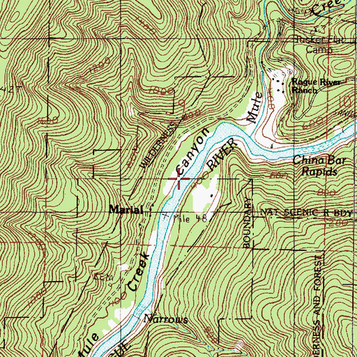Topographic Map of Rocky Bar Creek, OR