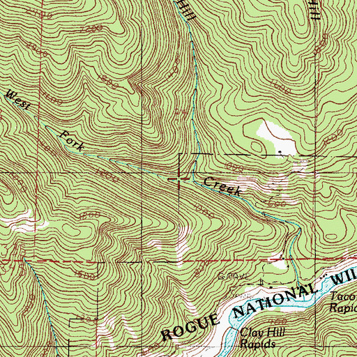 Topographic Map of West Fork Clay Hill Creek, OR