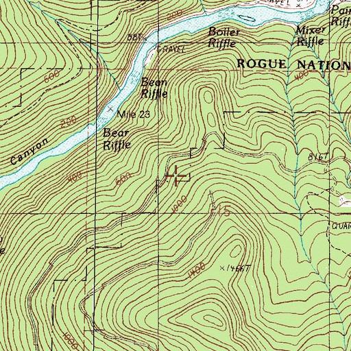 Topographic Map of Boiler Riffle, OR