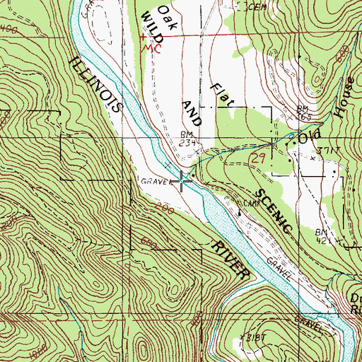 Topographic Map of Old House Creek, OR