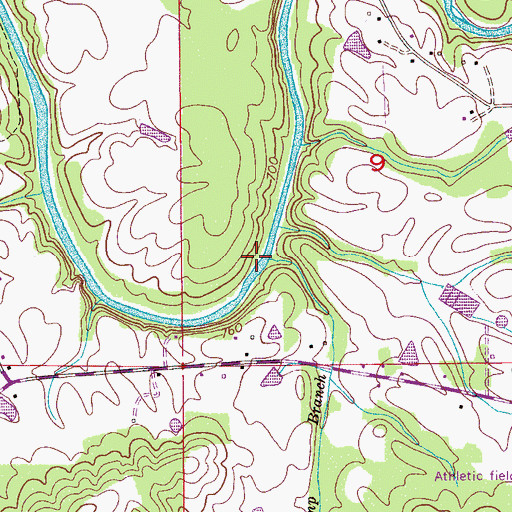 Topographic Map of Camp Branch, AL